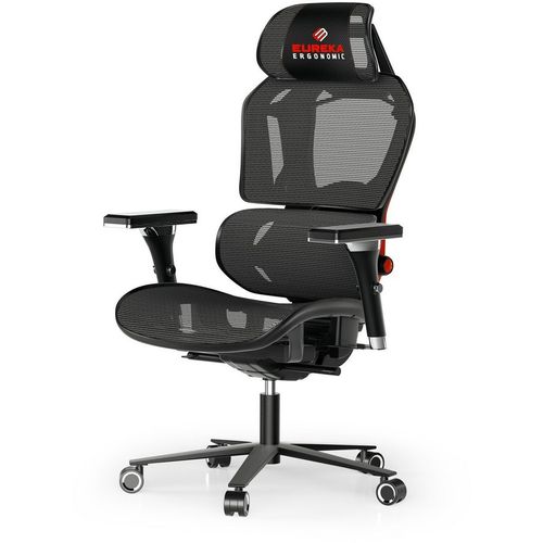 Кресло игровое EUREKA Typhon, сетка, до 124кг, мультиблок, регулируемые 4D подлокотники, черный