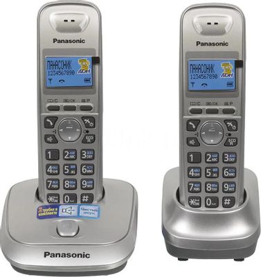 Радиотелефон Panasonic KX-TG2512RUN,  платиновый