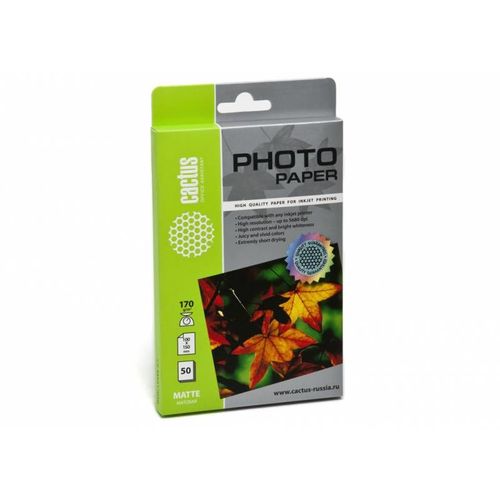 Фотобумага Cactus CS-MA617050, для струйной печати, 50л, 170г/м2, белый, покрытие матовое