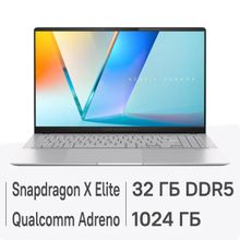 Изображение товара Ноутбук ASUS Vivobook S 15 OLED S5507QA-MA052W 15.6", 2024, OLED, Qualcomm Snapdragon X Elite X1E-78-100 3.4ГГц, 12-ядерный, 32ГБ LPDDR5x, 1ТБ SSD,  Qualcomm Adreno, Windows 11 Home, серебристый [90nb14q2-m00630]