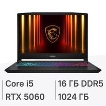 Изображение товара Ноутбук игровой MSI Katana 15 HX B14WFK-618XRU 15.6", IPS, Intel Core i5 14450HX 1.8ГГц, 10-ядерный, 16ГБ DDR5, 1ТБ SSD,  NVIDIA GeForce  RTX 5060 для ноутбуков - 8 ГБ, FreeDOS, черный [9s7-1587c1-618]