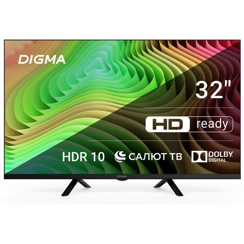 32" Телевизор Digma DM-LED32SBB34 HD, СМАРТ ТВ, Салют ТВ, черный