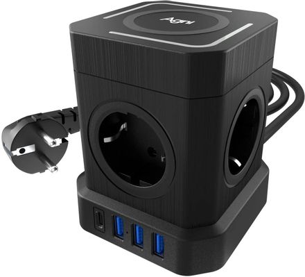 Сетевой фильтр AGNI TP-VE4U5E-C-W, 5м, черный [tp-ve4u5e-c-w-5m-black]