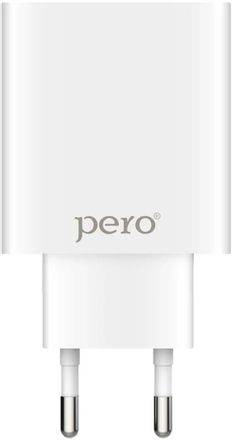 Сетевое зарядное устройство PERO ТС02,  2xUSB-A,  10.5Вт, 2.1A, белый [тс02w2a]