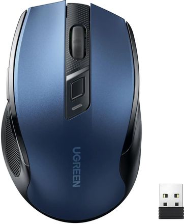 Мышь беспроводная UGREEN MU006, радио, оптическая, USB, 4000dpi, синий [15064]