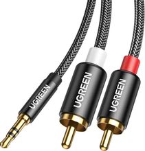 Изображение товара Кабель аудио UGREEN AV116,  2хRCA (f) -  Jack 3.5 (f),  5м, GOLD,  черный [10591]