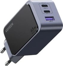 Изображение товара Сетевое зарядное устройство UGREEN 65Вт 2хUSB-C + USB-A для быстрой зарядки