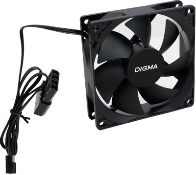 Вентилятор Digma DFAN-90 90мм, 3-pin, от БП:4-pin (Molex), 1800об/мин ...