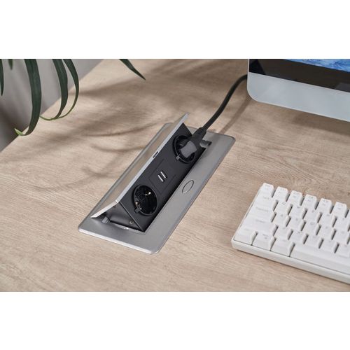 Розетка Cactus CS-SOCKET-EU/USBA-GY, для столешницы, серый