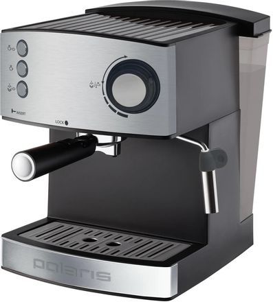 Кофеварка Polaris PCM 1537AE Adore Crema,  рожковая,  нержавеющая сталь /черный