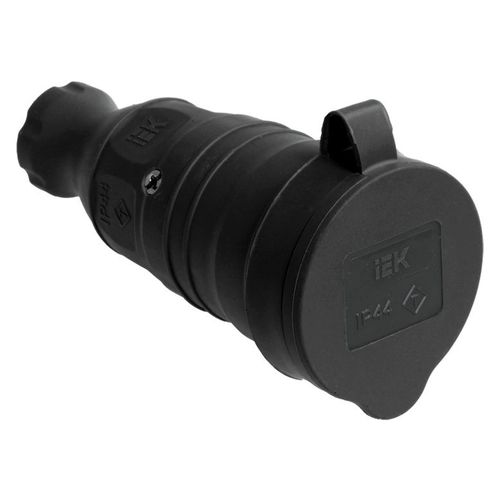 Розетка силовая IEK Омега, одинарная, 1 розетка, открытая, заземление, IP44, черный [pkr21-016-2-k02]