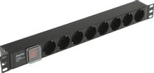 Блок распределения питания Hyperline (SHE19-8SH-S-IEC) гор.размещ ...