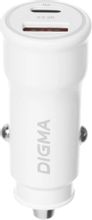 Изображение товара Автомобильное зарядное устройство Digma DGC2С USB-A USB-C 20Вт 3A белый