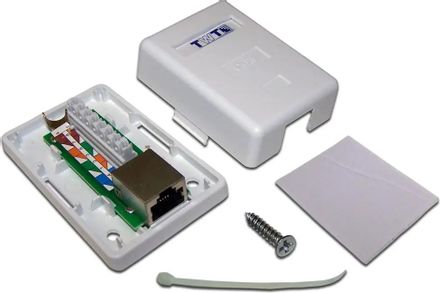 Розетка Lanmaster (TWT-SM1-45/S6-WH) настен. RJ45 1 кат.6 STP бел.