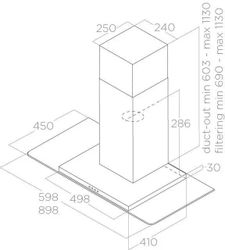 Вытяжка каминная Elica Flat GLASS IX/A/60, нержавеющая сталь