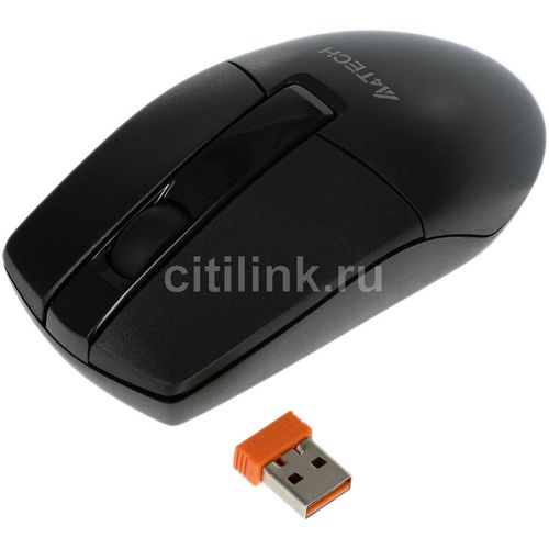 Мышь беспроводная A4TECH G3-330NS, радио, оптическая, USB, 1200dpi, черный