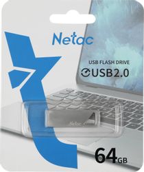Флешка USB NETAC U326 64ГБ, USB2.0, серебристый