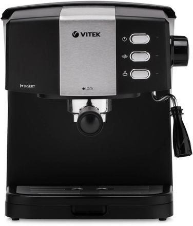 Кофеварка Vitek VT-1523,  рожковая,  черный /серебристый