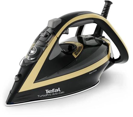 Утюг Tefal Turbo Pro Anti Calc FV5696E1, с паровым ударом, 3000Вт, с автоотключением, черный и золотистый