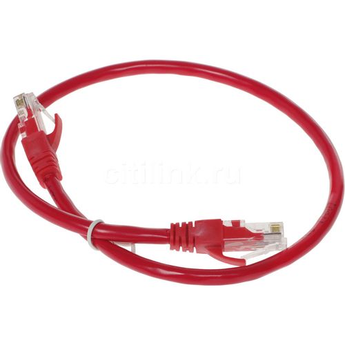 Патч-корд EXEGATE UTP-RJ45-RJ45-C6-0,5M-RD UTP, кат.6, 0.5м, 4 пары, алюминий омедненный, многожильный, красный