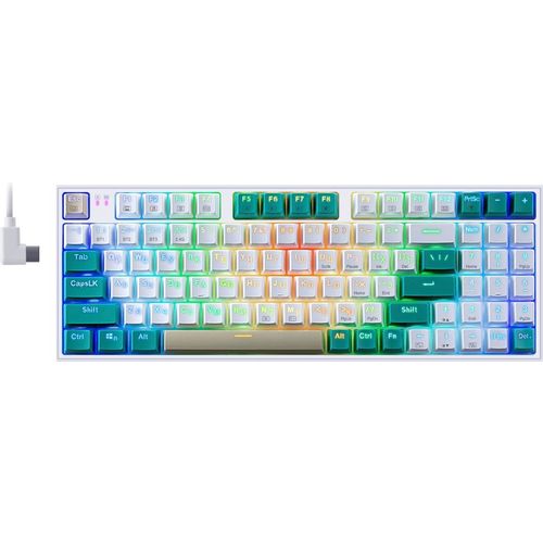 Клавиатура Redragon Veigar, беспроводная, USB, Bluetooth/Радиоканал, механическая, белый/синий [71476]