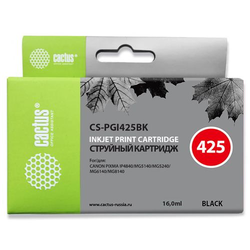 Картридж Cactus CS-PGI425BK, PGI-425BK, черный пигментный / CS-PGI425BK