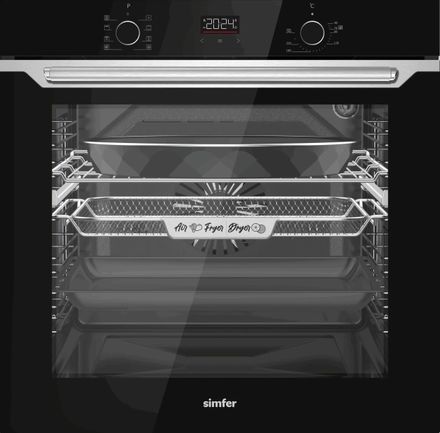 Духовой шкаф электрический Simfer B6ES68025,  80л,  дверца с 3 стеклами,  черный