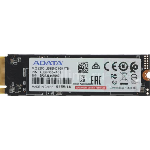 SSD накопитель A-Data Legend 960 ALEG-960-4TCS 4ТБ, M.2 2280, PCIe 4.0 x4, NVMe, M.2