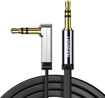 Кабель аудио UGREEN AV119,  Jack 3.5 (m) -  Jack 3.5 (m)  (Г-образный),  2м, ф/фильтр,  черный [10599]