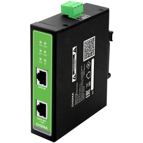 Инжектор PoE Digma DNP30W48GDXM 10/100/1000BASE-T 30Вт 37-57В (DC)