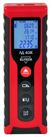 Лазерный дальномер Elitech ЛД 40К, 2 класс лазера, 635нм, луч красный [201464]