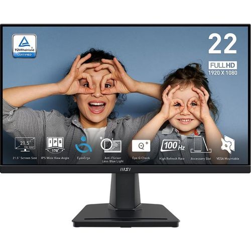 21.5" Монитор MSI Pro MP225, 1920x1080, IPS, 100Гц, 1хHDMI, черный [9s6-3pc6cm-004]