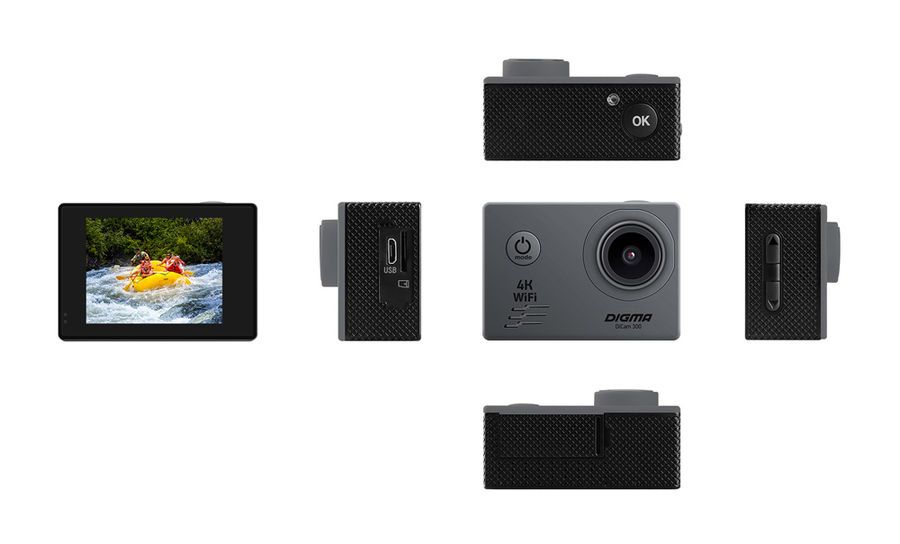 Характеристики Экшн-камера Digma DiCam 300 4K, WiFi, серый [dc300 ...