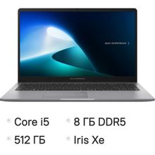 Изображение товара Ноутбук ASUS ExpertBook P1 P1503CVA-S70352, 15.6", 2024, IPS, Intel Core i5 13500H 2.6ГГц, 12-ядерный, 8ГБ DDR5, 512ГБ SSD,  Intel Iris Xe graphics, без операционной системы,  серый [90nx0881-m00cm0]