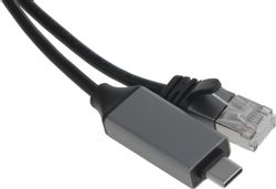 Кабель Buro BU-USB-C-LAN1000-2m, USB Type-C (m) (прямой) - RJ-45 (m) (прямой), черный