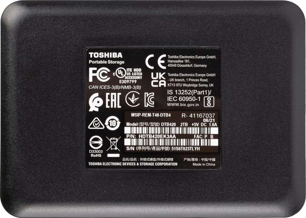 Внешний диск HDD Toshiba Canvio Basics HDTB420EK3AA, 2ТБ, черный