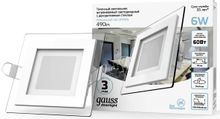 Светильник GAUSS 948111206, 6Вт, х 1шт, встроенный, врезной, белый ...