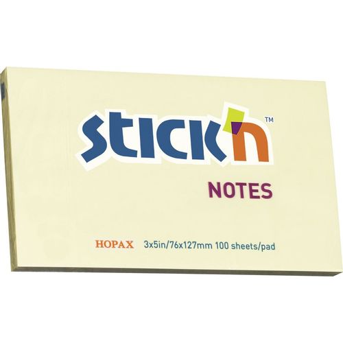 Блок самоклеящийся бумажный STICK`N 21009, 76x127, 100 л, пастель, желтый 12 шт./кор.