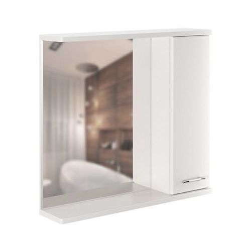 Шкаф MIXLINE Анри 75 правый без подсветки, с зеркалом, подвесной, 750х692х190 мм, белый [536051] MIXLINE