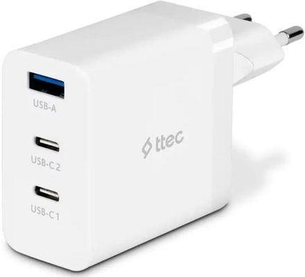 Сетевое зарядное устройство TTEC 2SCG03B, USB-A, 2xUSB-C, 65Вт, белый