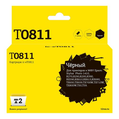 Картридж T2 C13T08114A, C13T0811/T1111, черный / IC-ET0811