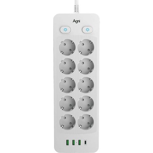 Сетевой фильтр AGNI TP-FO4U10E-С, 2м, белый [tp-fo4u10e-с-2m-white]
