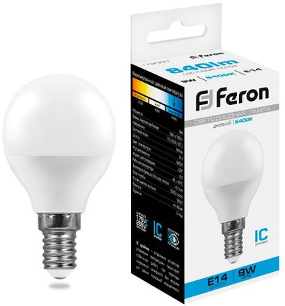 LED FERON E14,  9Вт, 25803