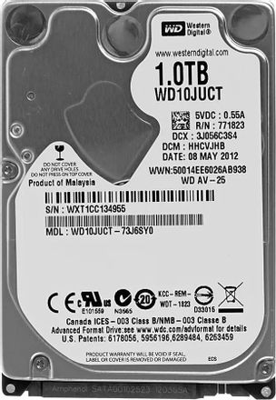 Жесткий диск WD AV-25 WD10JUCT, 1ТБ, HDD, SATA II, 2.5"