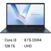 Изображение товара Ноутбук ASUS VivoBook 14 X1404VA-I38128, 14", TN, Intel Core i3 1315U 1.2ГГц, 6-ядерный, 8ГБ DDR4, 128ГБ SSD,  Intel UHD Graphics, Windows 11 Home,  синий [90nb10i1-m015f0]
