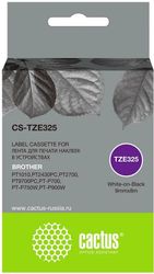 Картридж Cactus CS-TZE325, 9мм,  белый шрифт, черный фон,  8м