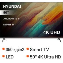 Изображение товара 50" Телевизор Hyundai H-LED50BU7006 4K Ultra HD Smart TV черный