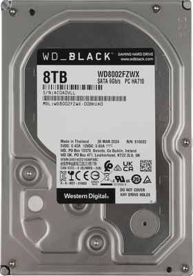 【新品・即日発送】WD Black_WD8002FZWX_8TB_3.5型HDD Жесткий диск WD Black WD8002FZWX, 8ТБ, HDD, SATA III, 3.5