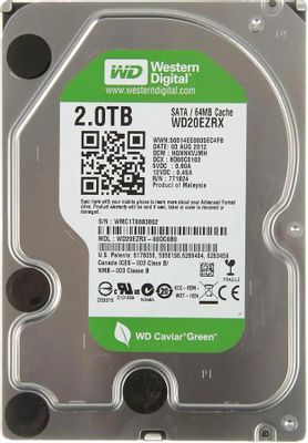 Жесткий диск WD Caviar Green WD20EZRX, 2ТБ, HDD, SATA III, 3.5