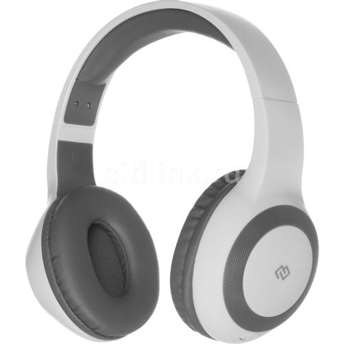 Наушники Digma BT-15, 3.5 мм/Bluetooth, накладные, белый/серый [bt-15w]